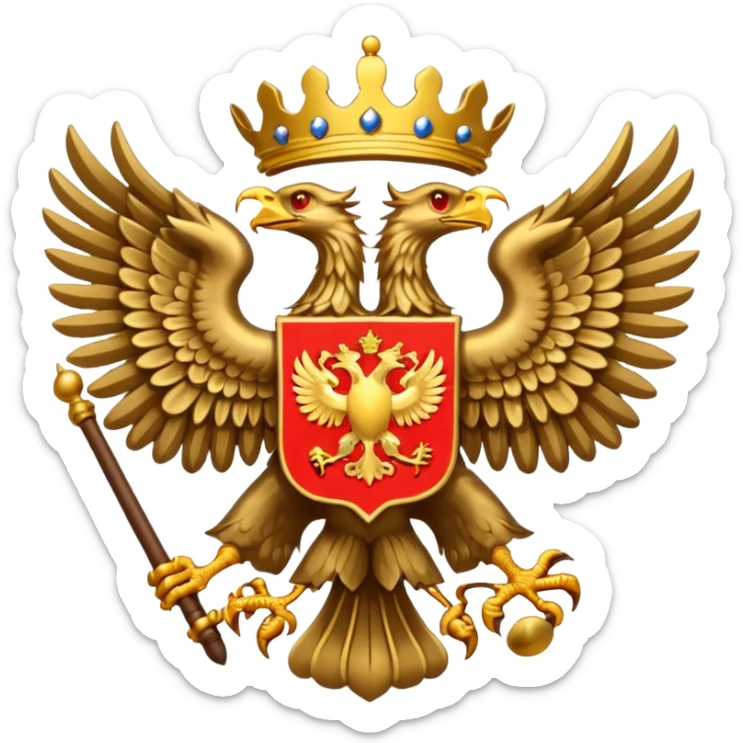 coat of arms of Russia as an emoji, focus on double-headed eagle, minimal details sticker