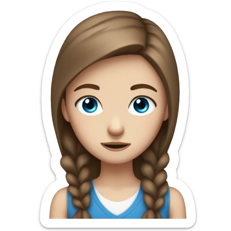 a white girl with brown hair and blue eyes who cries at school sticker