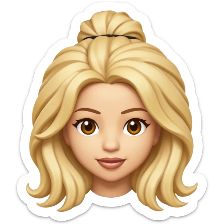 Cinematic Realistic Shakira Pop Culture Emoji, depicted with an energetic, dynamic portrayal of the global pop star rendered with lifelike textures and vibrant, charismatic lighting. sticker