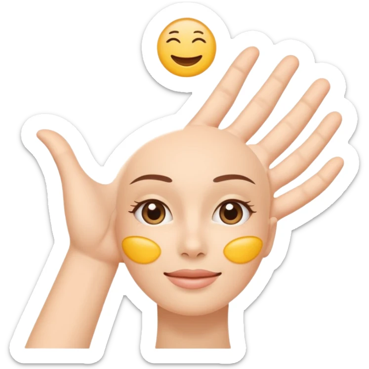 Minimal emoji of a hand lifting facial skin upward, clear skin-tightening gesture, gentle upward motion, natural wellness style, simple and readable icon, no beauty or cosmetic clinic references sticker