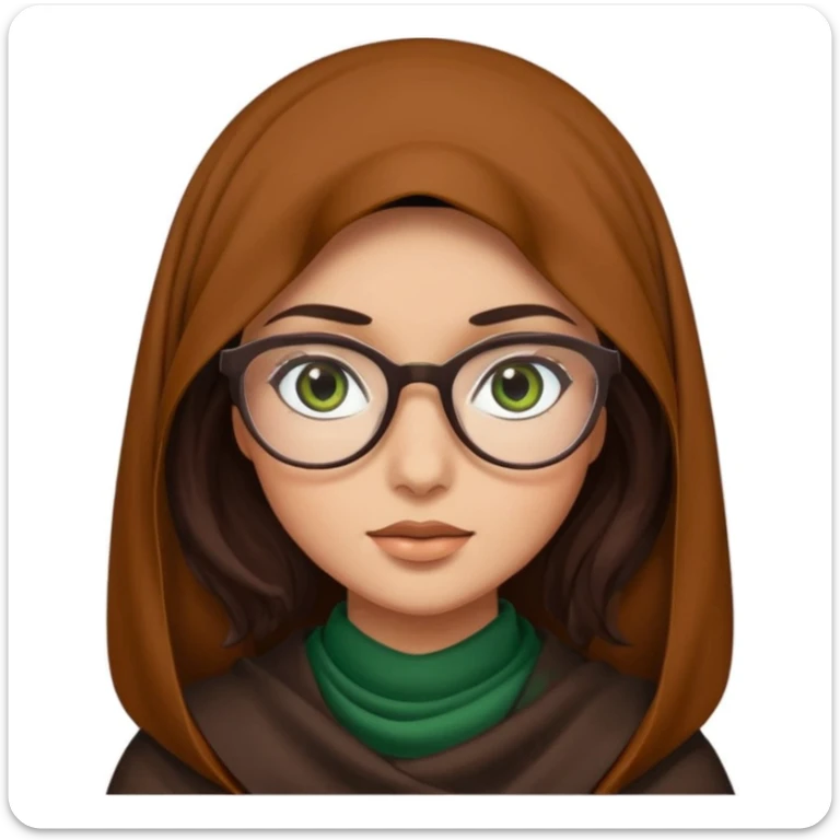 A hijab brunnet girl with glasses and a girl with dark amber waivy hair and green eyes  sticker