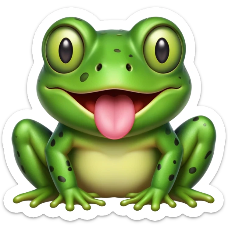 cute cross-eyed frog with tongue sticking out and silly grin sticker