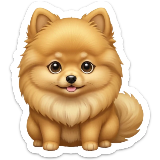 Create a golden pomeranian, all cute and adorable entire  only face and body  sticker