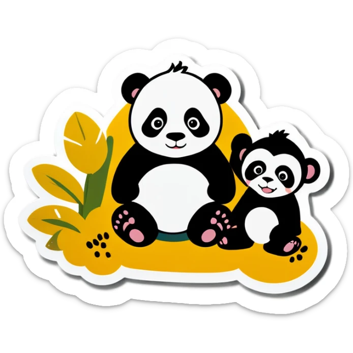 Panda and monkey had baby sticker