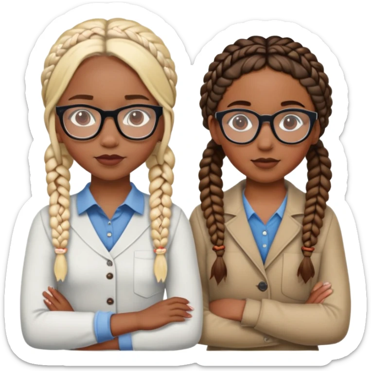 band class with a black girl with bohemian braids and glasses and a white teacher with short blone hair and glasses and another black girl with braids and another medium sized girl with briads and a white girl with red highlights and brown hair sticker