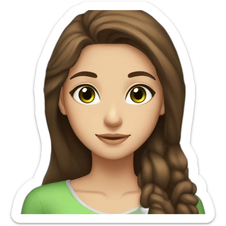 15 year old Iranian girl with brown hair, green eyes, not to skinny and not to chubby, beautiful and short sticker