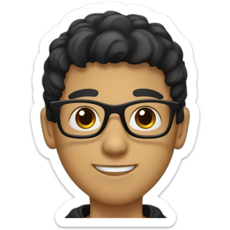 A boy with black hair He wears black prescription glasses  sticker