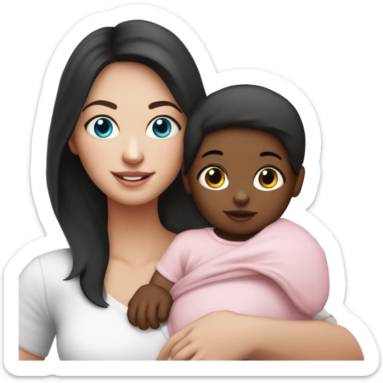 mom holding newborn baby girl with blue eyes and white skin baby dark hair white skin newborn little baby girl pink sticker