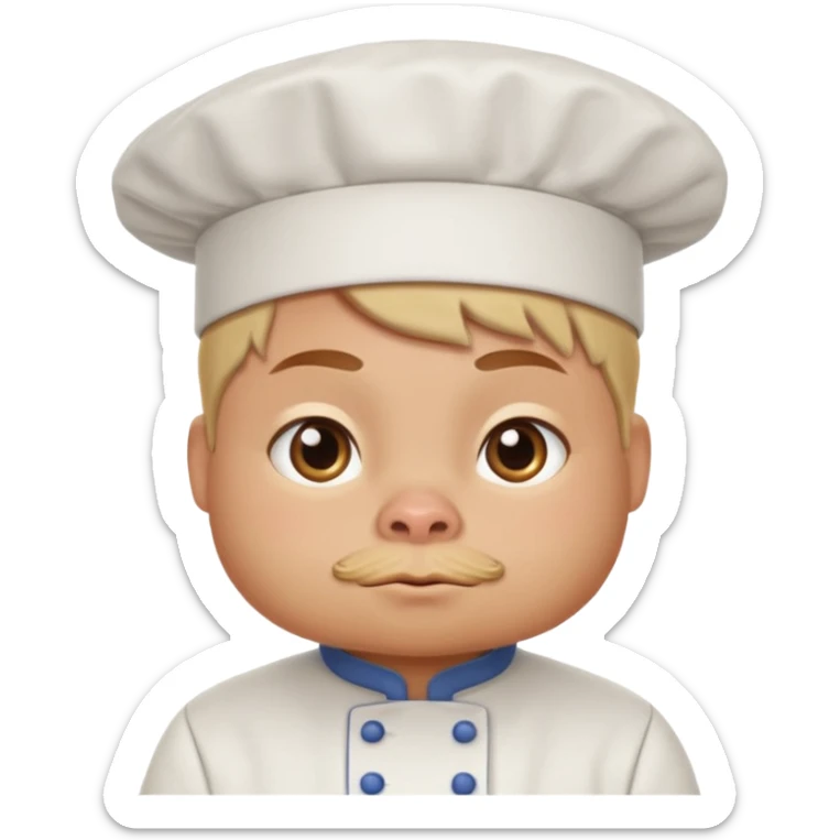 Gallina con ropa de chef con una cara de conflicto de aprovacion y demostracion sticker