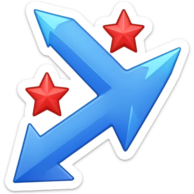 fait moi un émojie discord avec une fleche verre le haut bleu avec la bout un peu separer et des etoile a coté sticker