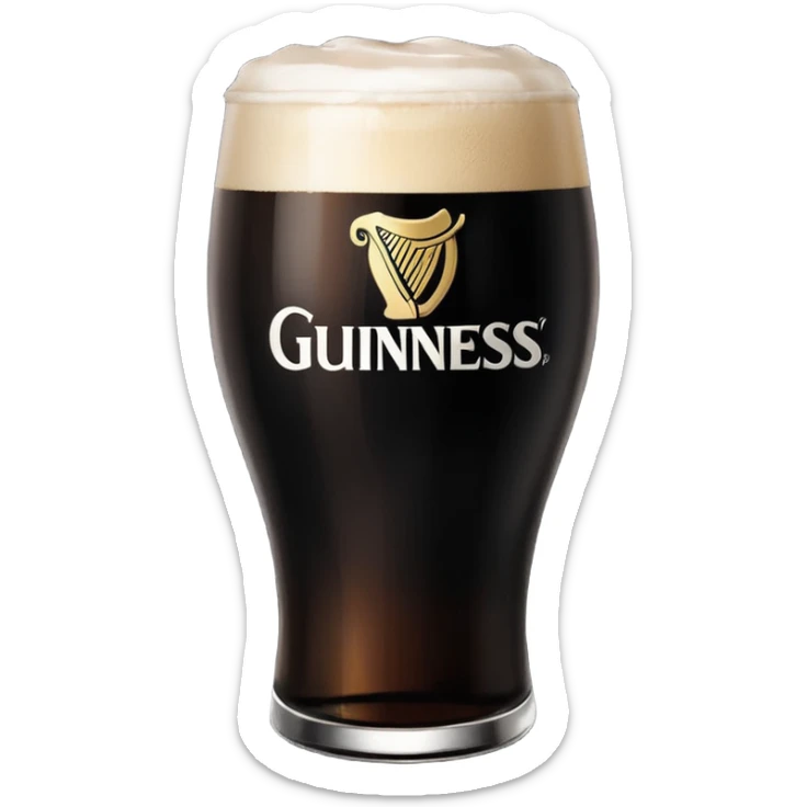 Pint of guiness with the glass only full to the g in the guiness logo on glass sticker
