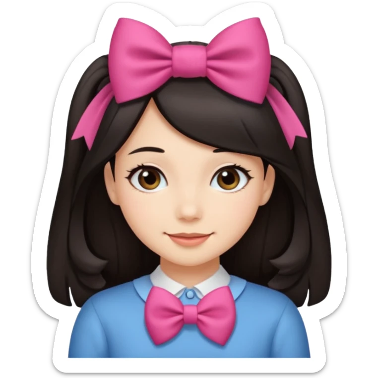 scout girl with hairbow on straight hair dark hair sticker