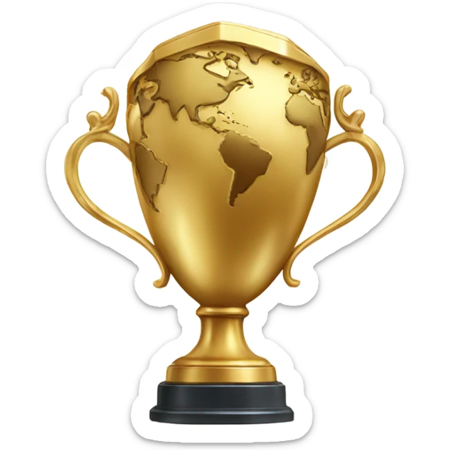 The world in the cup of huge golden trophy sticker