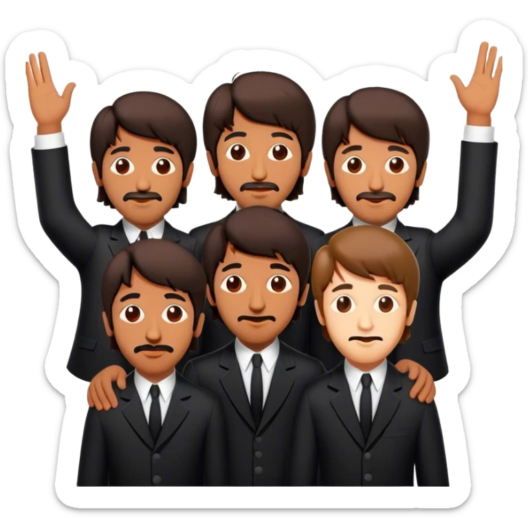 Cinematic Realistic The Beatles Pop Culture Emoji, showcasing an iconic, vibrant portrayal of the legendary band rendered with rich textures and nostalgic lighting that exude musical legacy. sticker