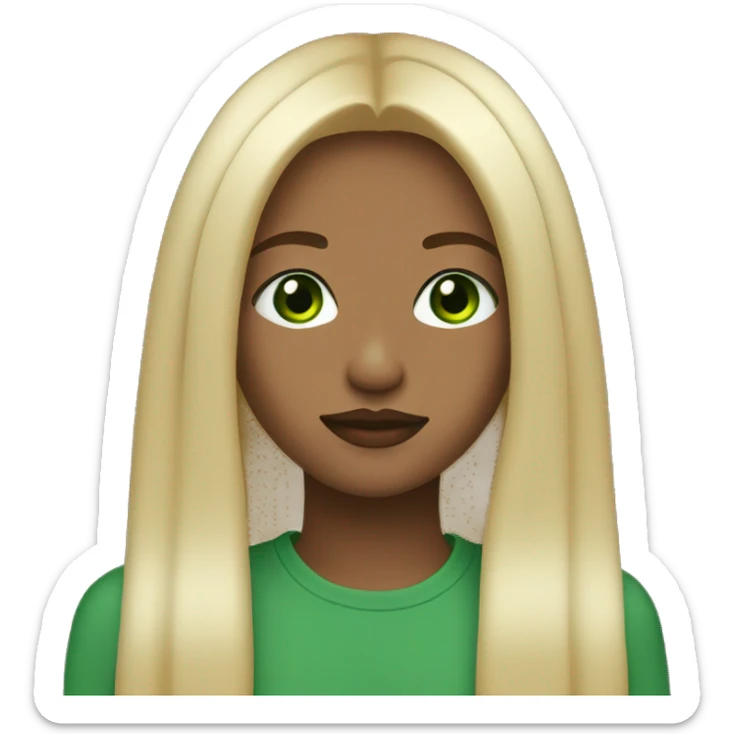 Aesthetic Girl with long straight blonde hair green eyes and filled lips sticker