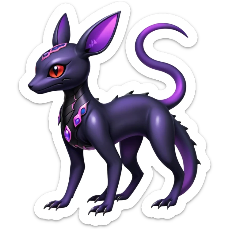 Shiny Edgy Gothic Futuristic Salandit-Umbreon-Espeon-Hybrid (Full body) sticker