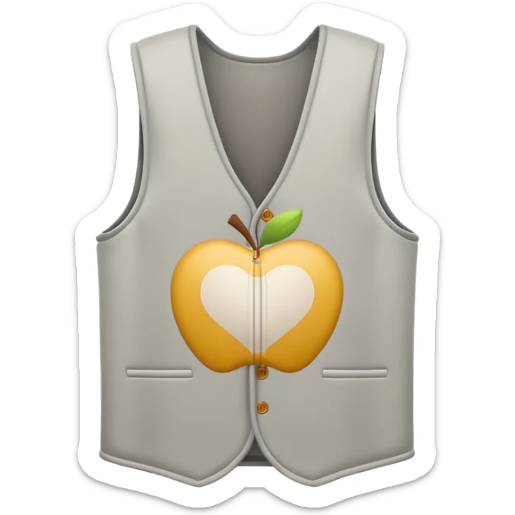 A 3D Apple-style emoji of a simple sleeveless vest (yelek), front view, minimal and clean design, soft fabric texture, neutral colors, cartoon-like and cute style sticker