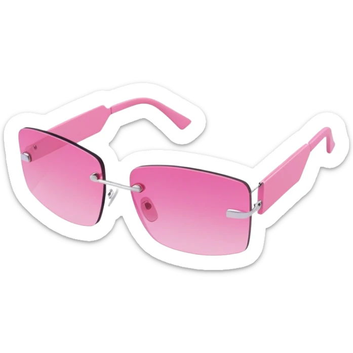 Y2K style rimless pink sunglasses, futuristic design, no frame, early 2000s fashion sticker