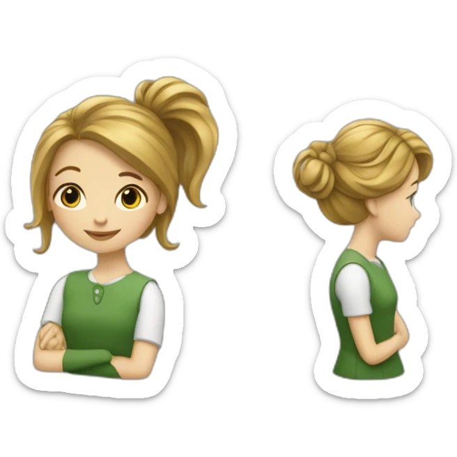 Une femme au cheveux verts et une fille de la classe qui est à côté d’elle  sticker