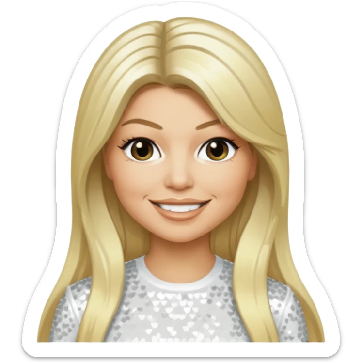 Fergie from Black Eyed Peas with long blonde hair, white sequin outfit  sticker