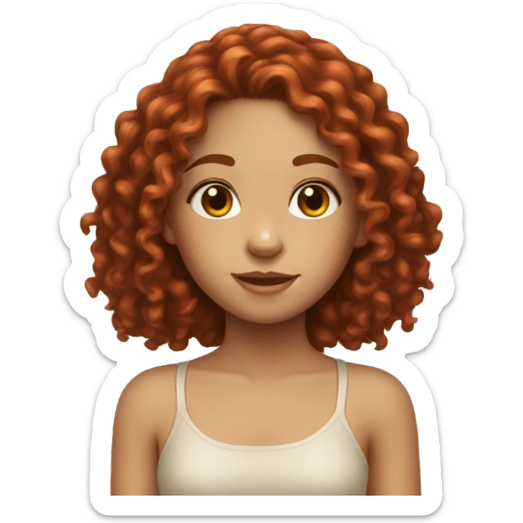 Girl with freckles and deep red long curly hair and light skin sticker
