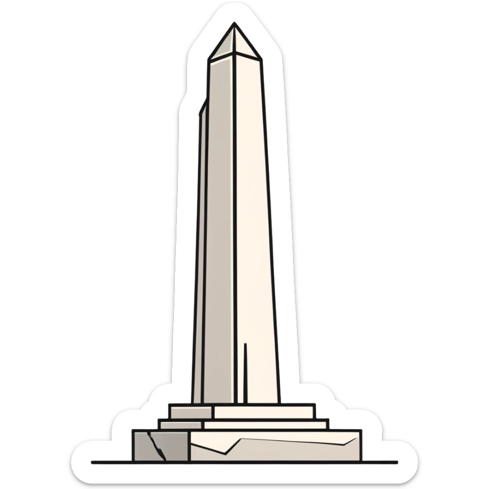The Obelisk of Buenos Aires, a tall white stone monument with a pointed top, standing alone, iconic landmark of Argentina sticker