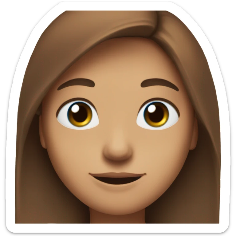 Generate an emoji of Azajriah with long brown hair, blue eyes, and a friendly smile sticker