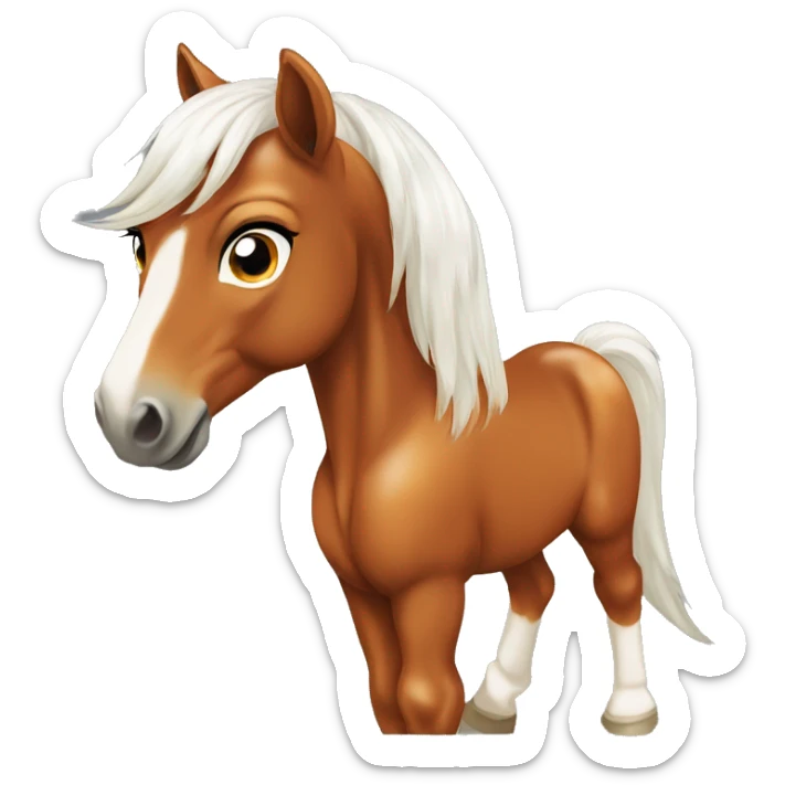 Chestnut horse with white, cheeky playful horse, young horse foal filly horse yearling playful trotting sticker