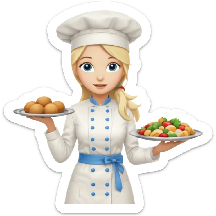 Full body 
Sexy Long Blonde hair blue eyed female chef sticker