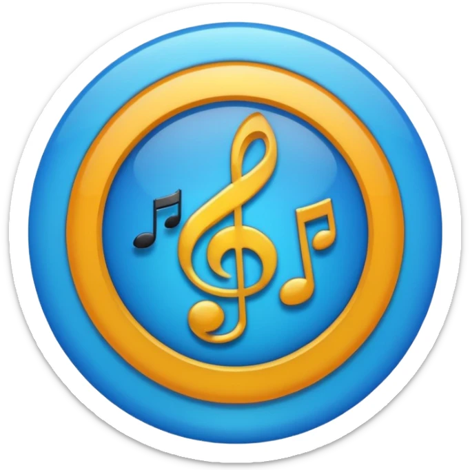 Create an emoji that looks just like the Instagram verified blue tick but with a music symbol in the middle instead of a tick sticker