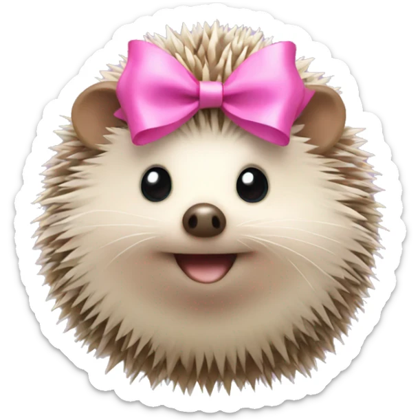 hedgehog with a pink bow sticker