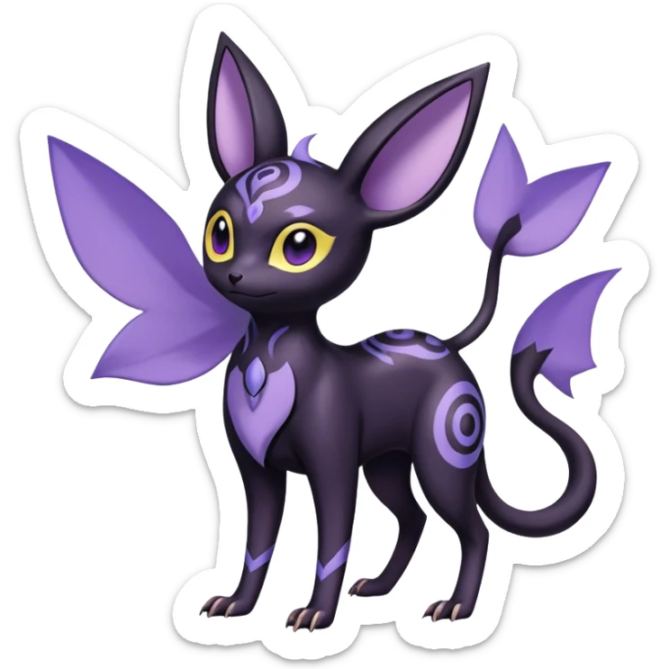 Noibat-Umbreon-Espeon-hybrid, full body, intricate markings sticker