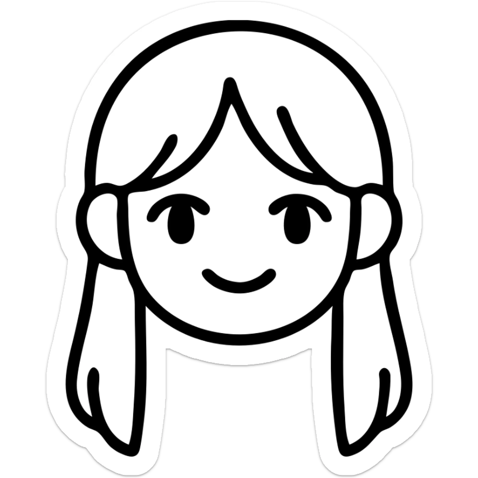 icon of a girl with long dark hair, red eyes, playful smile, inspired by Hu Tao, minimalistic icon style sticker