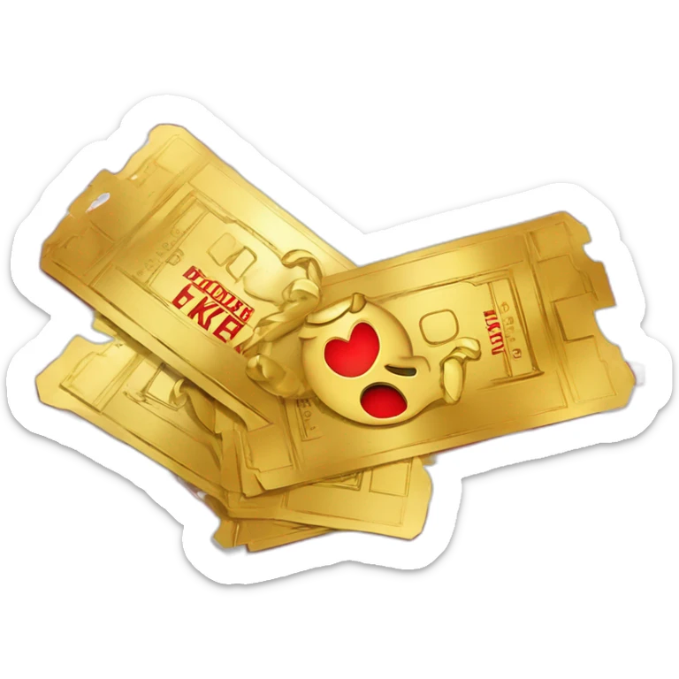 Illustrate golden tickets to a premiere event, against a red carpet entrance." sticker