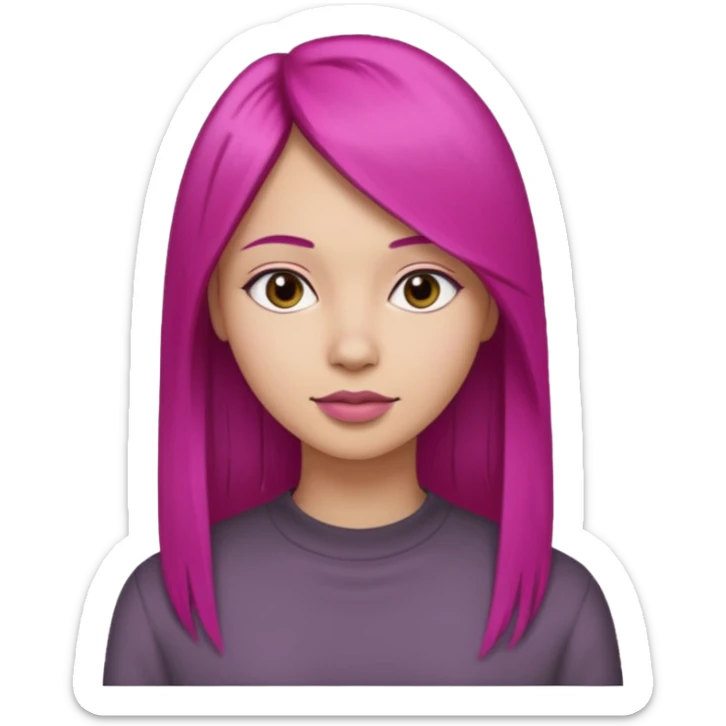 fuchsia charcoal color dyed straight hair on a woman emoji 👩🏼 sticker
