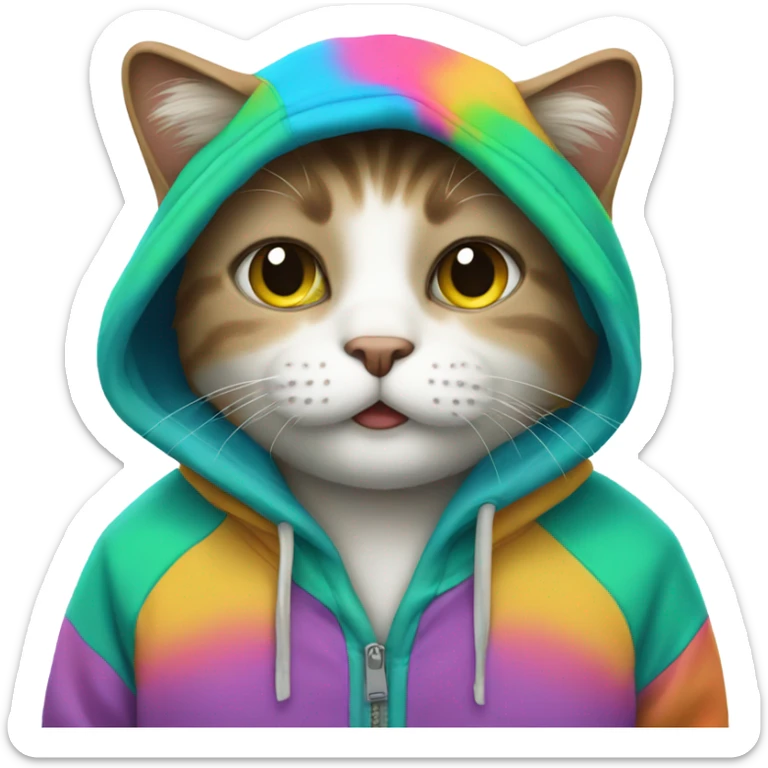 Cat wearing a hoodie sticker