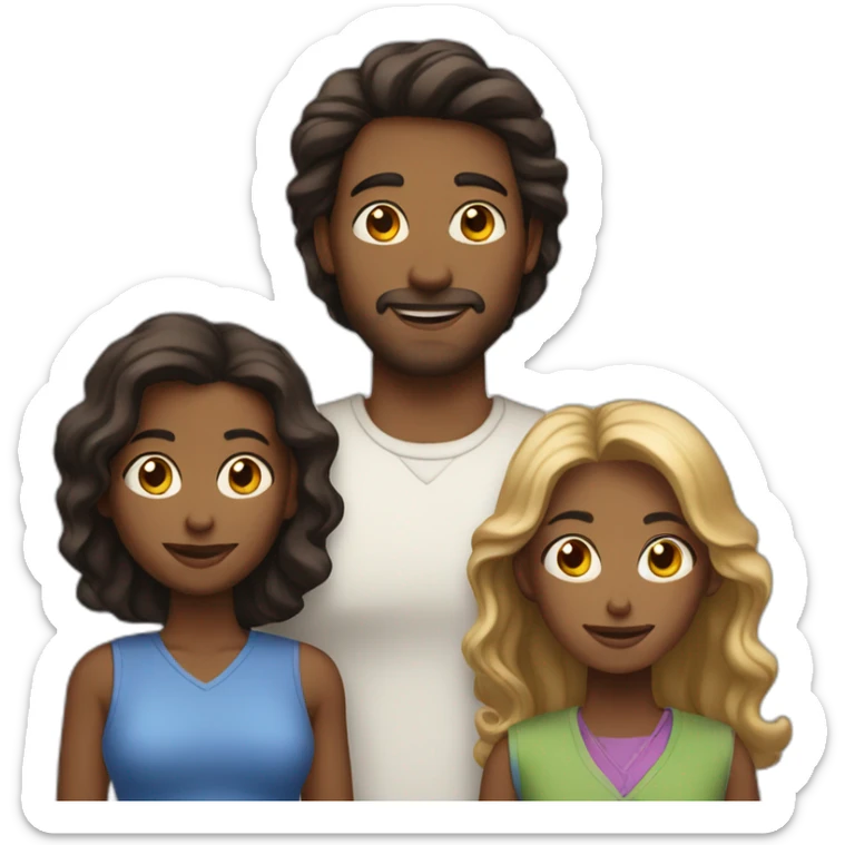 white brown hair man with ebony woman and two kids male and female sticker