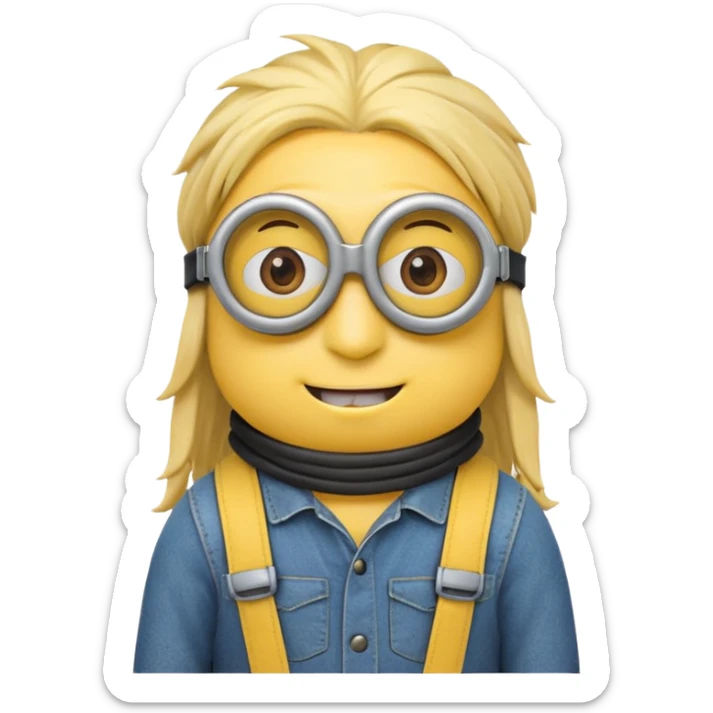 Minion emoji with a round head like normal emojis and a smurk like this emoji but a minion so basically that emoji with the goggles and the hair and not a funny head shape 😏 it should look like an actual minion not a human with minion hair  sticker