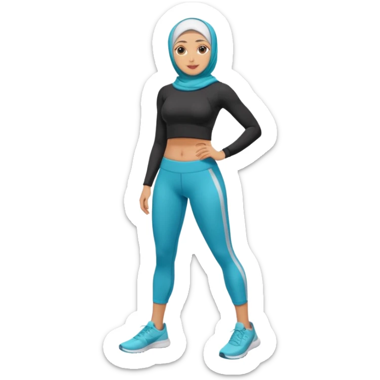 High resolution full body of a girl wearing a hijab and is a fitness trainer sticker