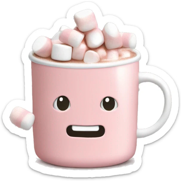 Light Pink mug of hot chocolate with marshmallows  sticker