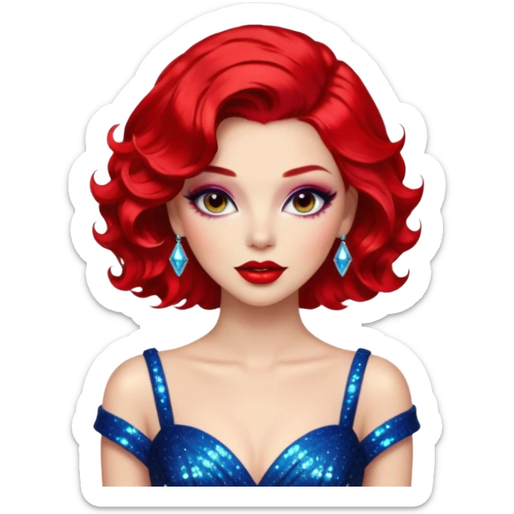 Představuji si mě jako glamourózní postavu, s výrazným make-upem a stylovým oblečením. Budu mít rtěnku v zářivé barvě, perfektně upravené vlasy a elegantní šaty. Pozadí bude plné třpytek a lesku, aby to podtrhlo mou módní vášeň. Styl bude spíše realistický, ale s nádechem fantazie a extravagance. 💅 sticker