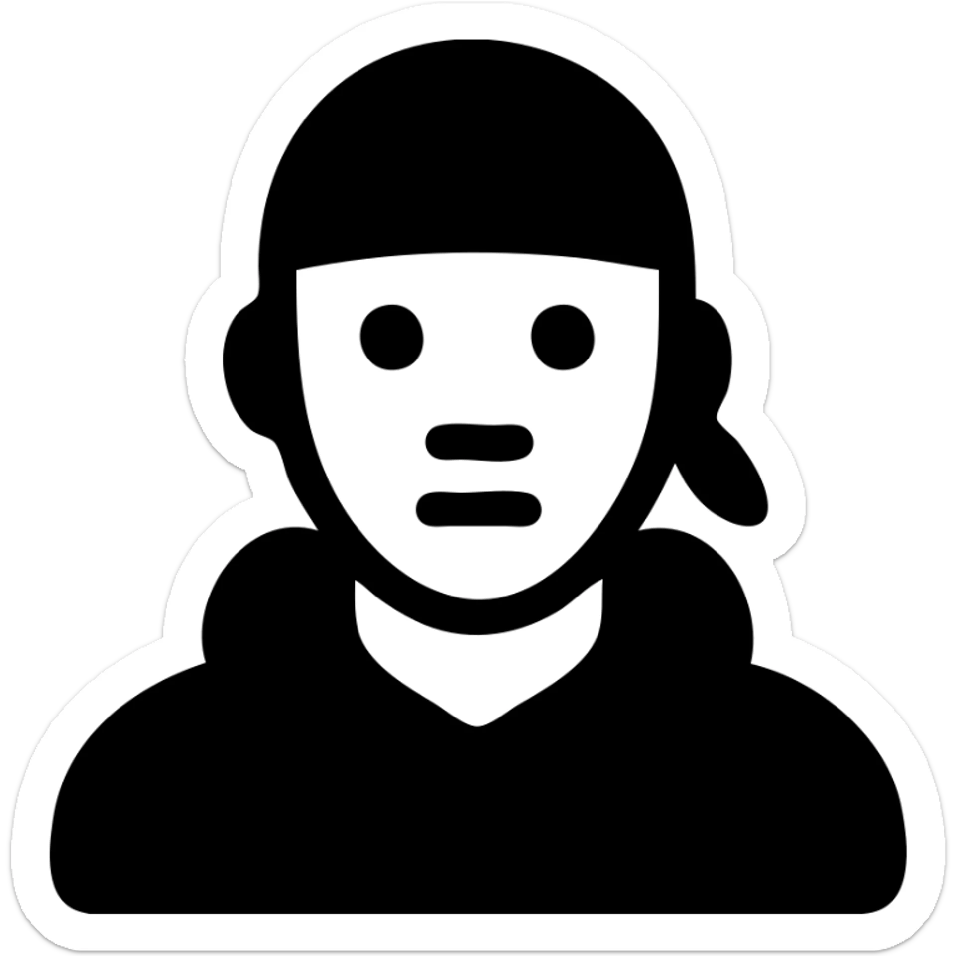 black man wearing a durag and a black hoodie, icon style, clean lines, simple color palette, minimal detail sticker