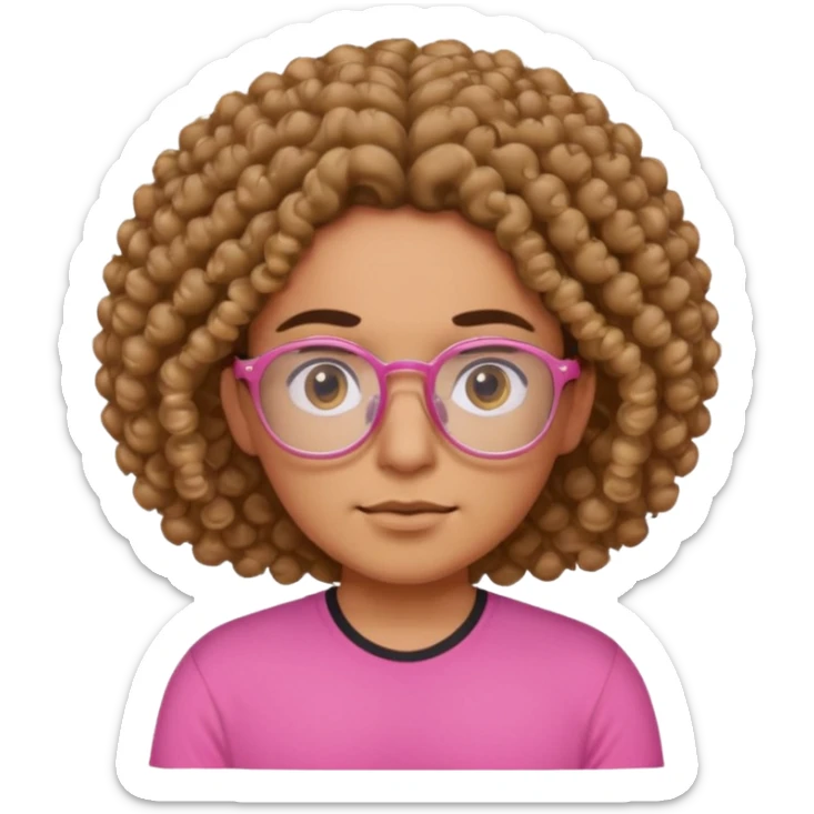 mexican curly hair pink shirt thats starking them and glasses sticker