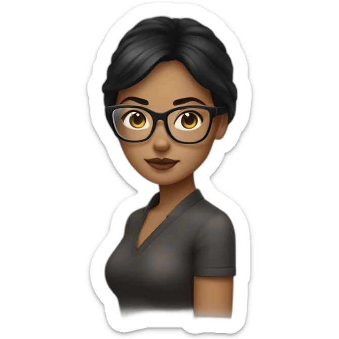 Brow girl with black hair and cat eye specs hour glass figure  sticker
