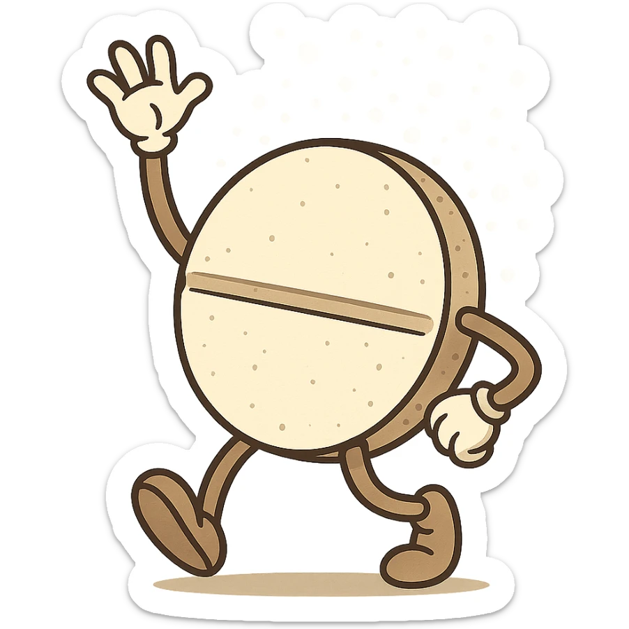 cartoon style effervescent tablet, no face sticker