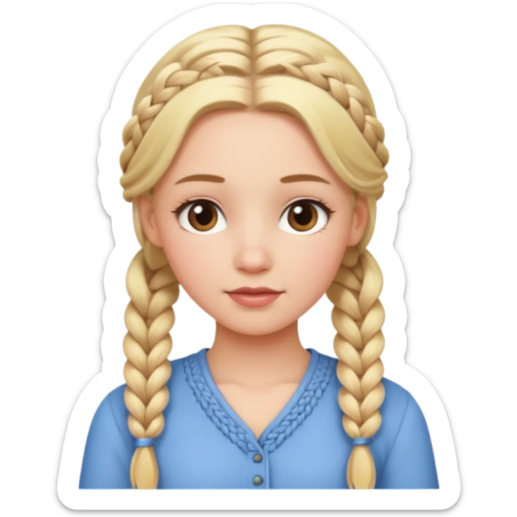 white girl with blonde braids all over her hair  sticker