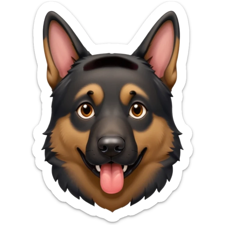 cartoon style dark German Shepherd dog with alot longer tongue hanging out  sticker