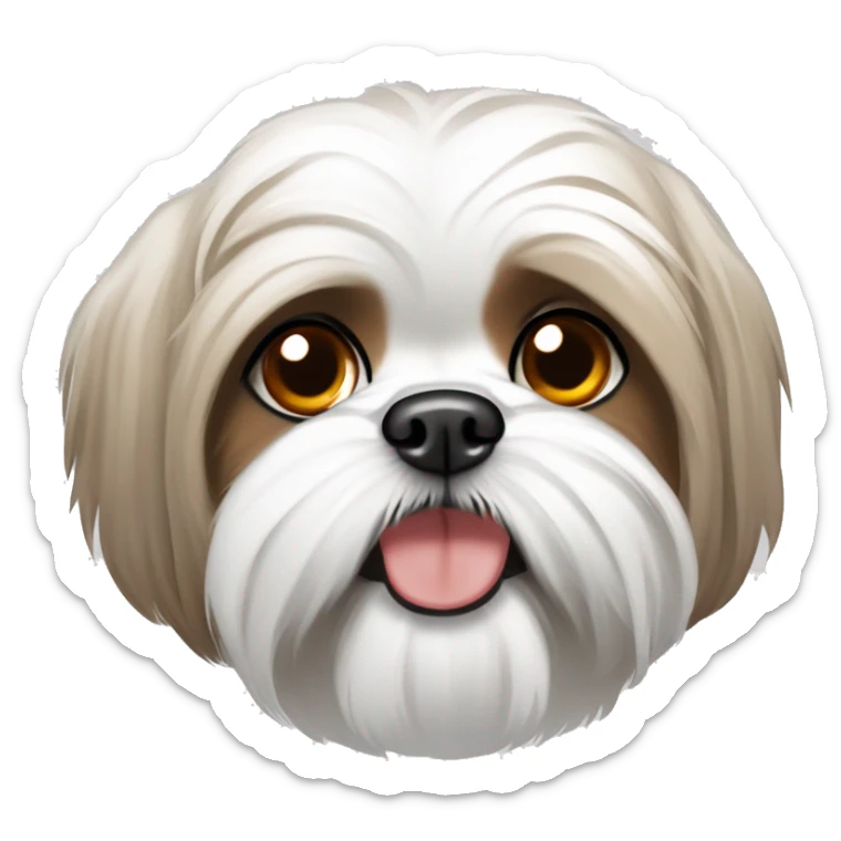 Happy Shih Tzu with orange ear, white rest and white hair near the eyes. sticker