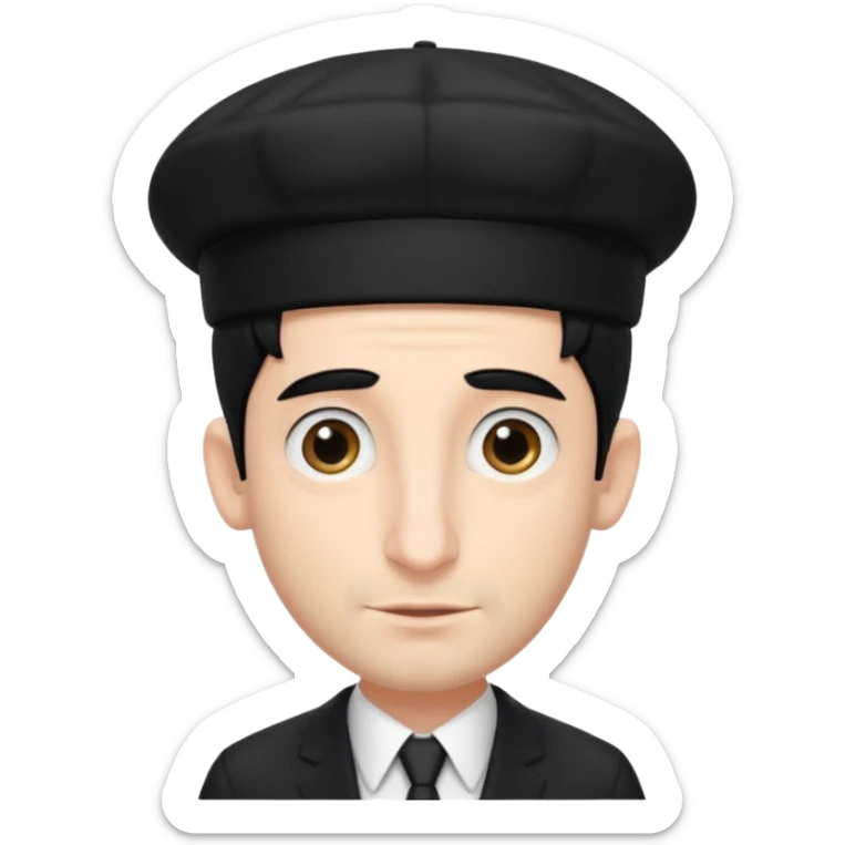 jewish man with a black kippah, black hair, very large nose, wearing a black suit with a white shirt, and has peyot hairstyle sticker