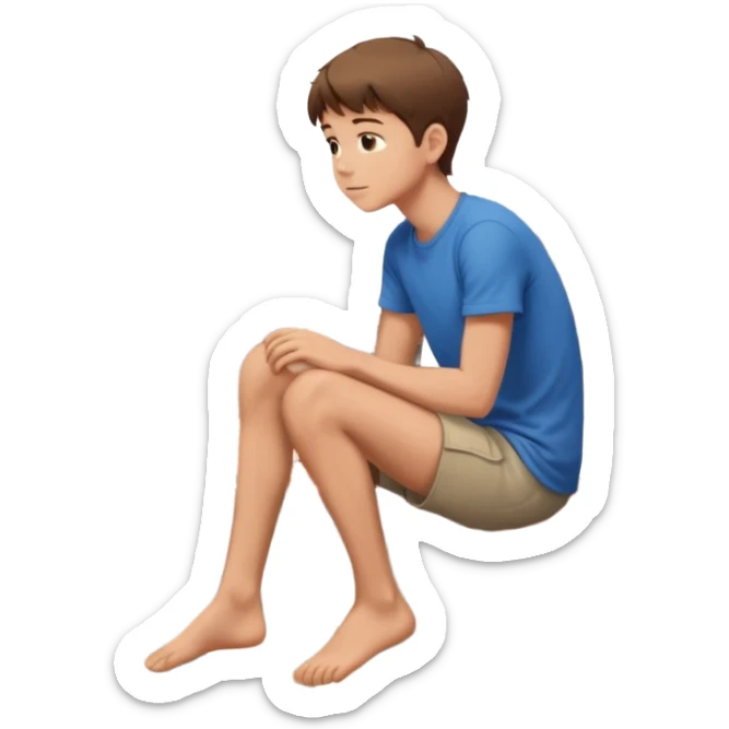 Ragazzo seduto su un tetto di un palazzo, con le gambe a penzoloni sul vuoto in 2d qundi di profilo sticker